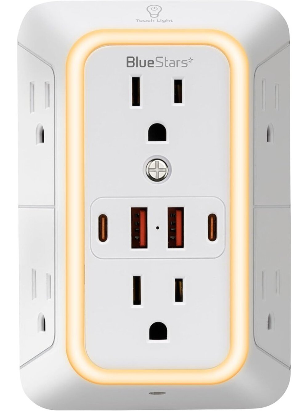 6-Outlet Wall Mount Power Strip with 4 USB Ports & Night Light - Surge Protector